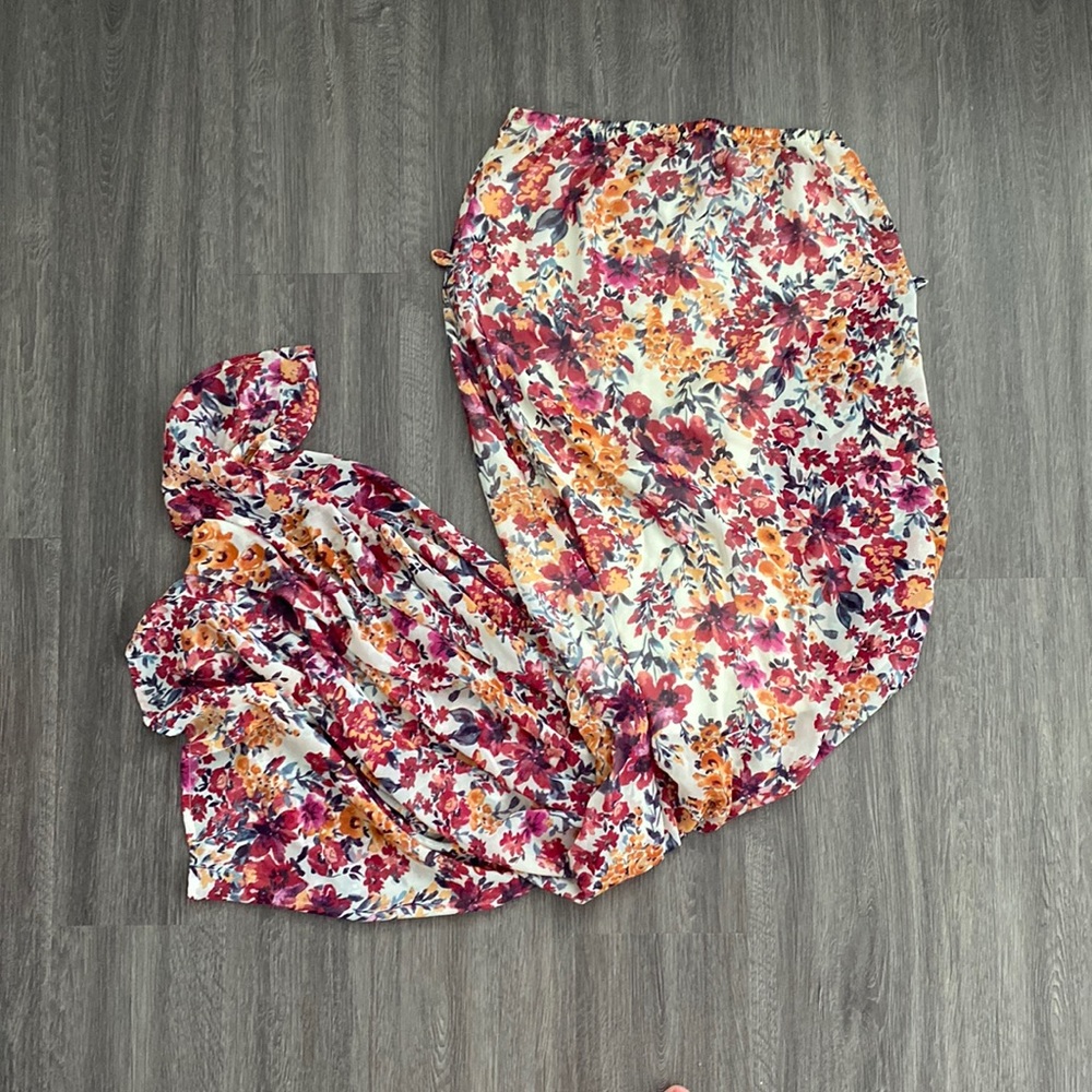Strapless Floral Maxi Dress Size Small
